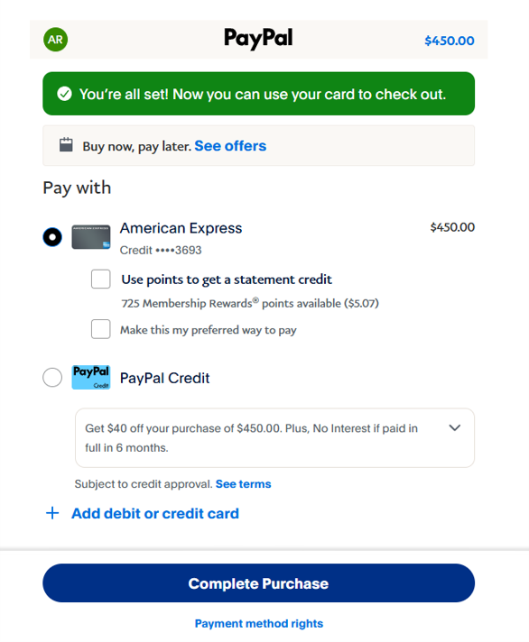 Complete the Purchase button